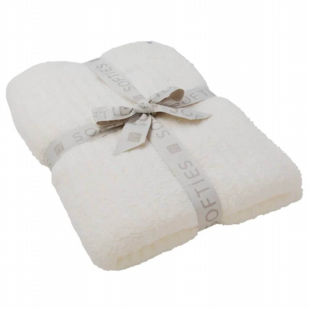 NEW SOFTIES rib marshmallow blanket in white